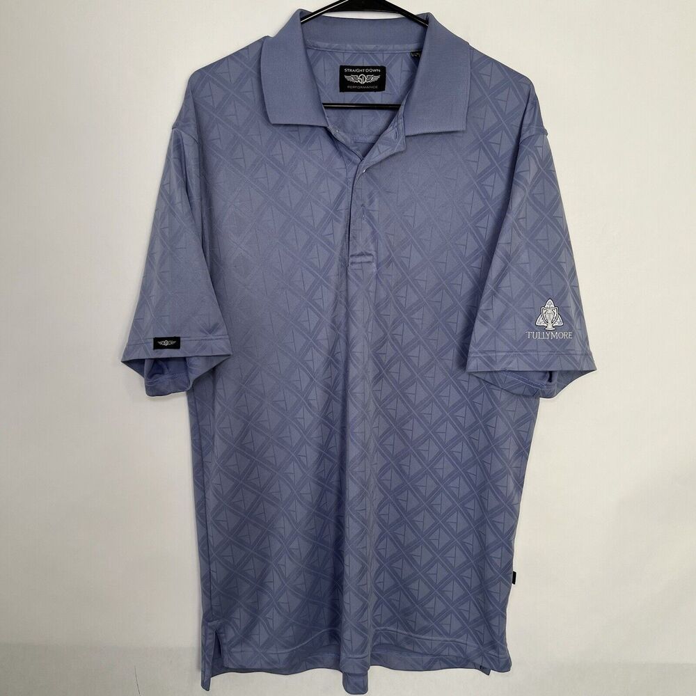 Straight Down Tullymore Golf Polo Mens Size XL Blue Geometric Diamonds Embroider - Picture 1 of 12